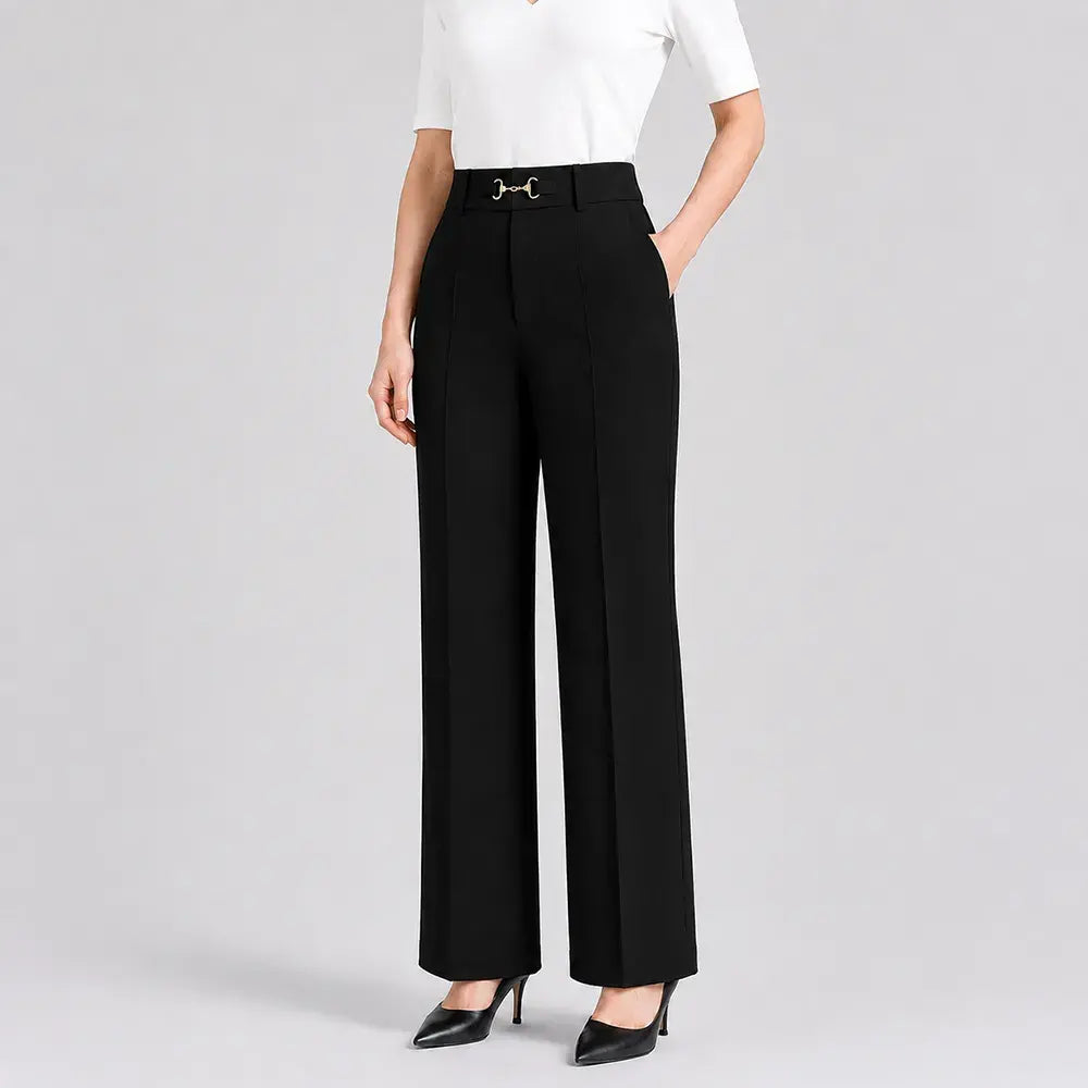 🔥【M-4XL】Pantaloni drepți noi de înaltă calitate pentru femei, pantaloni skinny simpli cu talie înaltă