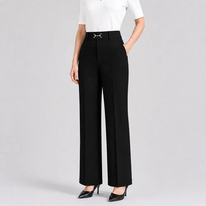 🔥【M-4XL】Pantaloni drepți noi de înaltă calitate pentru femei, pantaloni skinny simpli cu talie înaltă