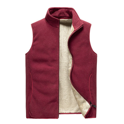😍【M-SXL】Vestă de iarnă din cașmir pentru bărbați, cu căptușeală din fleece – călduroasă și confortabilă