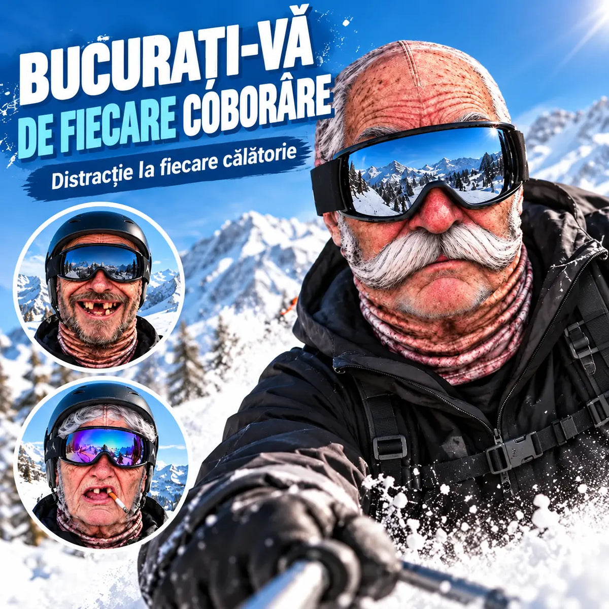 🔥😎 Mască de față 3D amuzantă și călduroasă pentru sporturile de iarnă în aer liber