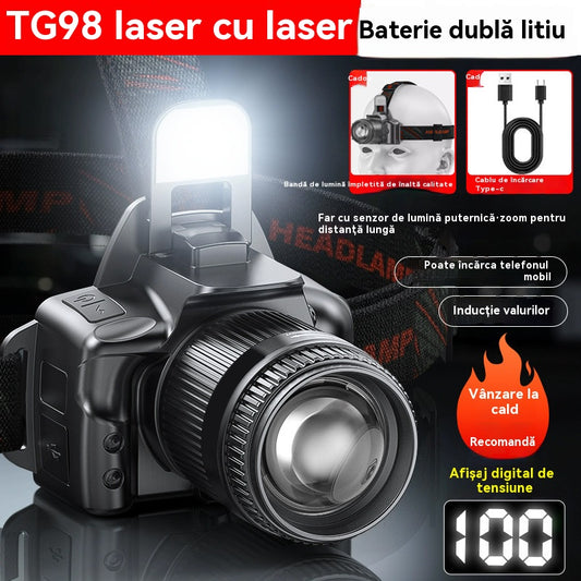 💡【Oferta limitowana】Mocna latarka czołowa z czujnikiem – idealna do domu i na zewnątrz, do zoomu, dalekiego zasięgu, ładowalna, trwała, idealna na nocne spacery, eksploracje i nocne wędkowanie 