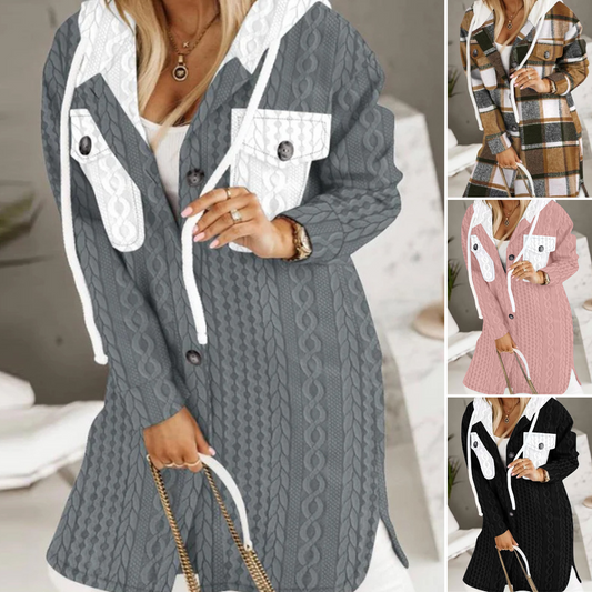 🐏【Połowa ceny na koniec miesiąca】Damska kurtka z kapturem, z polarisem, w większych rozmiarach dostępna