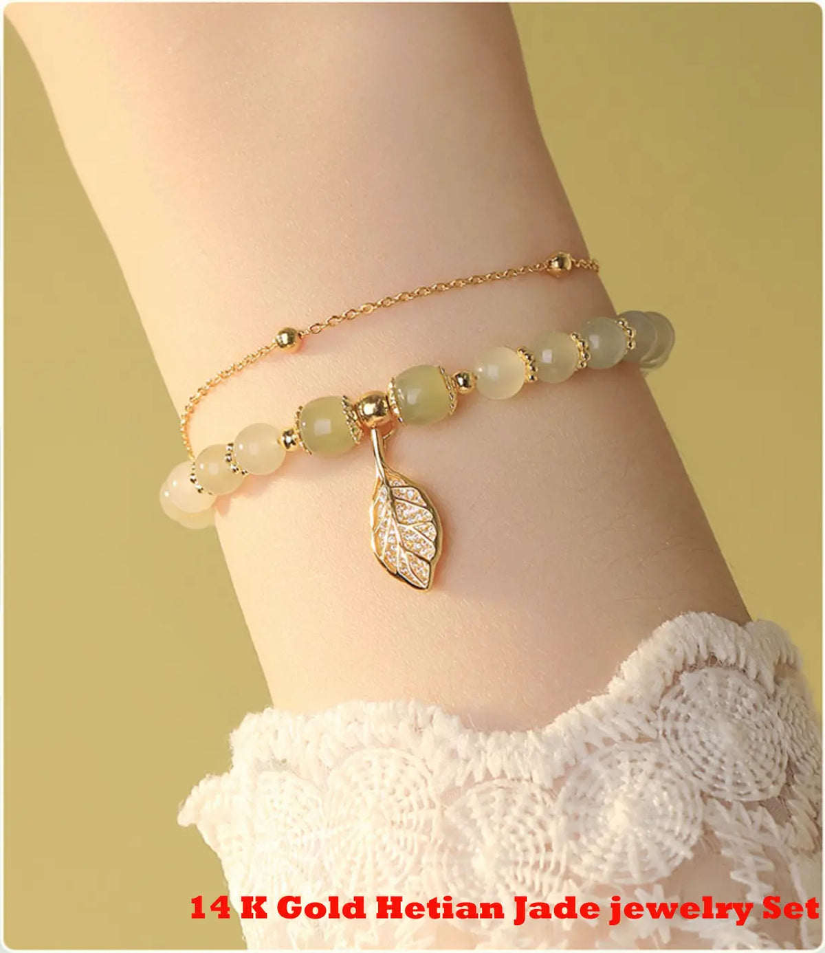 ✨ Brățară nouă din aur de 14k și jad de Hetian