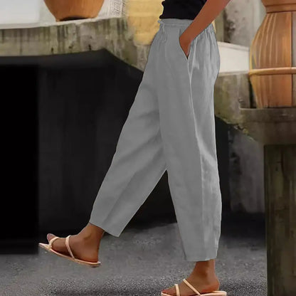 😍💕Reducere de 48%💕【40-120kg】Pantaloni casual din bumbac și in pentru femei ✅️Ramburs la livrare