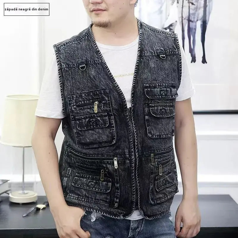 🔥 【Colecție nouă -50%】Vestă din denim pentru bărbați cu multe buzunare 【XL–7XL】 – Durabilă, respirabilă și confortabilă