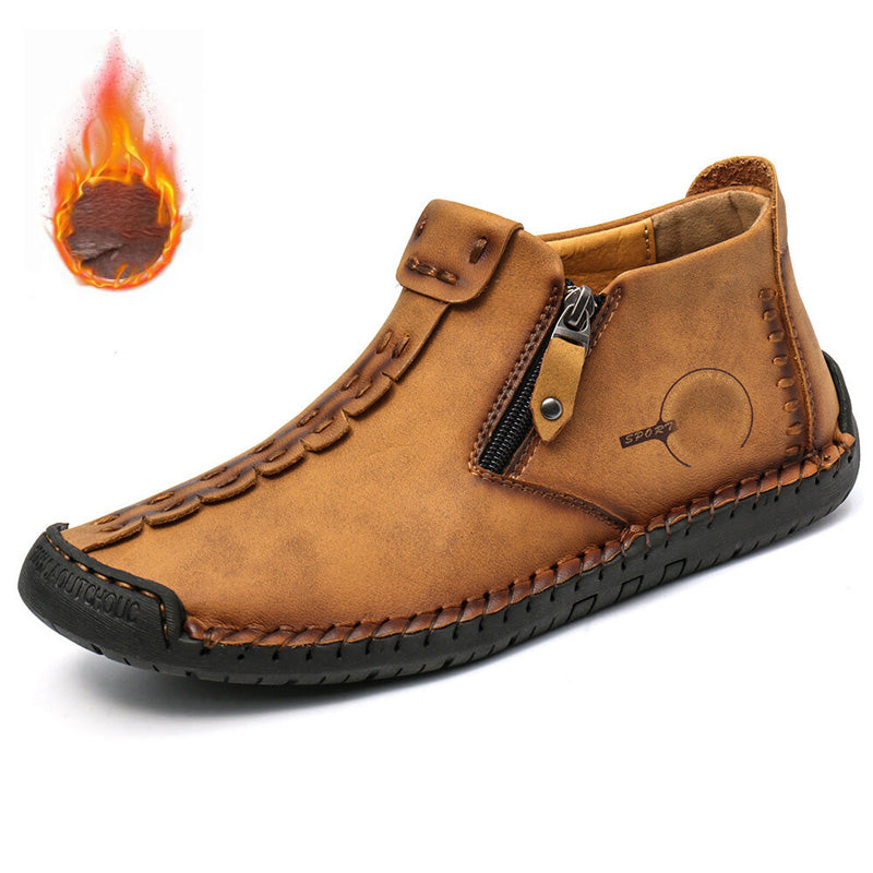 👞💥【38-48】Noutate pentru iarna 2026: Ghete bărbătești cu fermoar și căptușeală din blană, în stil Martens – călduroase, confortabile și stilate pentru zilele de iarnă!