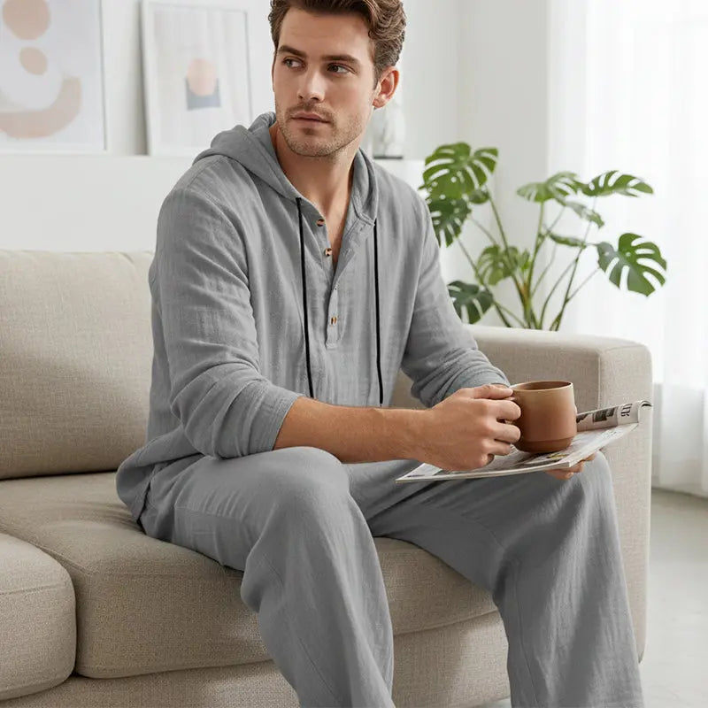 📢📢 50% REDUCERE🔥 Set bărbătesc din două piese - top lejer și pantaloni cu glugă