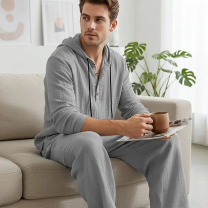 📢📢 50% REDUCERE🔥 Set bărbătesc din două piese - top lejer și pantaloni cu glugă