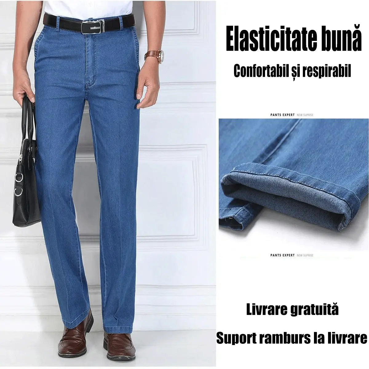 🙋‍♂️👖 2026 noi blugi pentru bărbați cu talie înaltă, elastic, respirabili