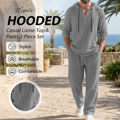 📢📢 50% REDUCERE🔥 Set bărbătesc din două piese - top lejer și pantaloni cu glugă