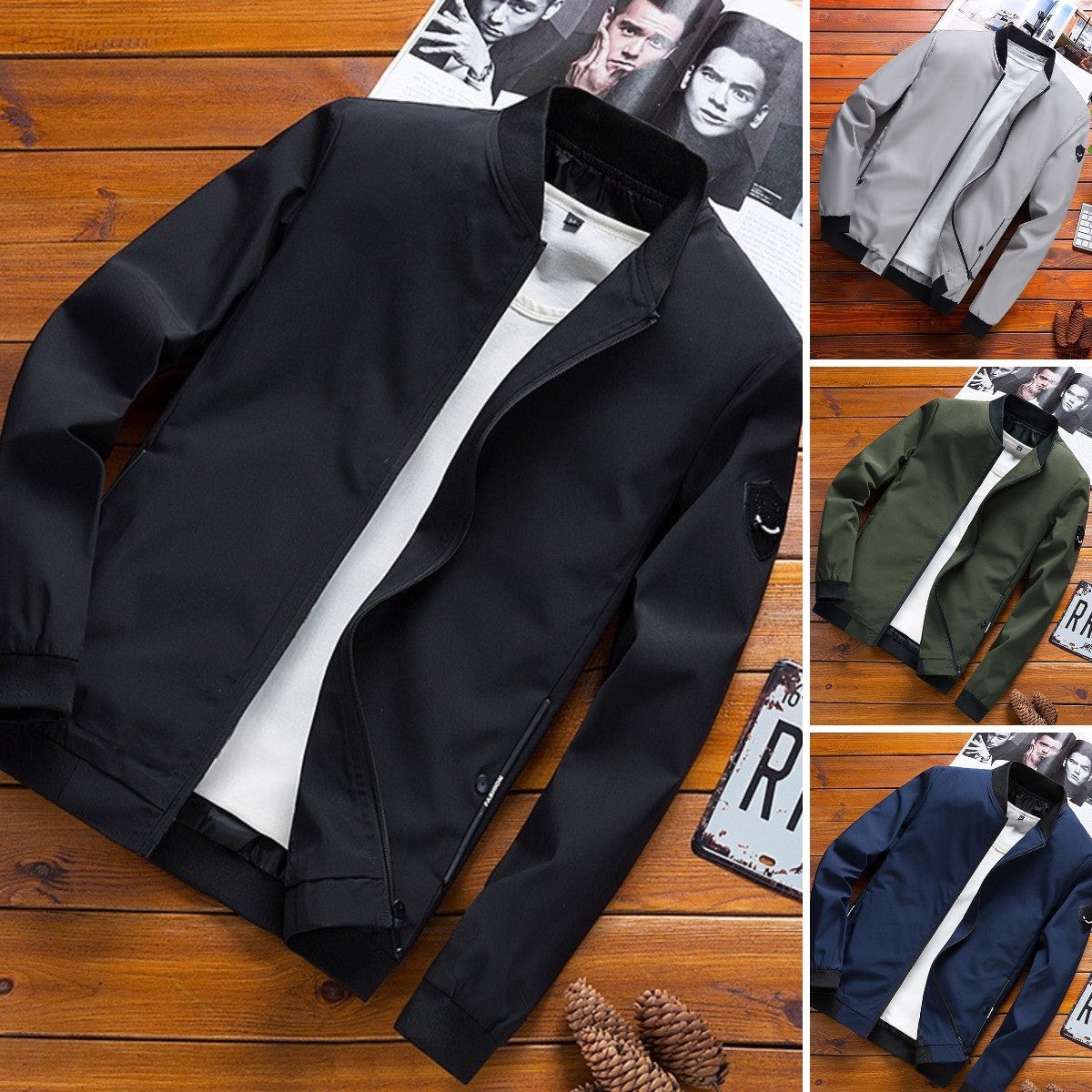 💥💥💥Último día, mitad de precio: chaqueta abrigada de un solo color para hombres para otoño/invierno