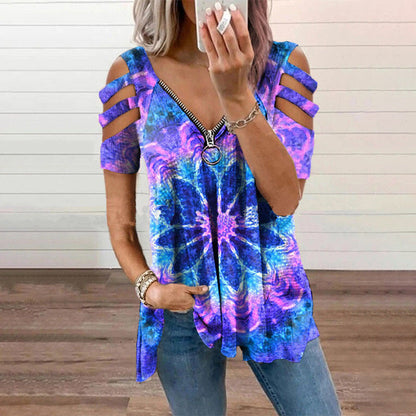 🔥Ofertă specială limitată în timp🥻【S-5XL】Topuri noi de vară pentru femei, confortabile, casual, slim, din bumbac, cu decolteu în V.