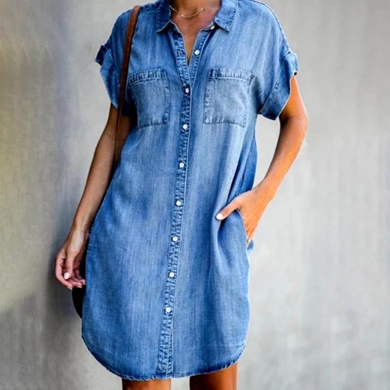 ✨【40-120kg】Rochie de damă din denim lejer, cu croială A