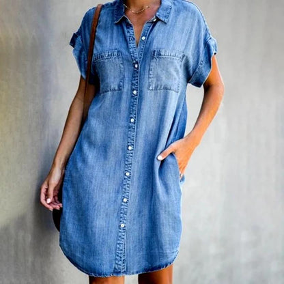 ✨【40-120kg】Rochie de damă din denim lejer, cu croială A