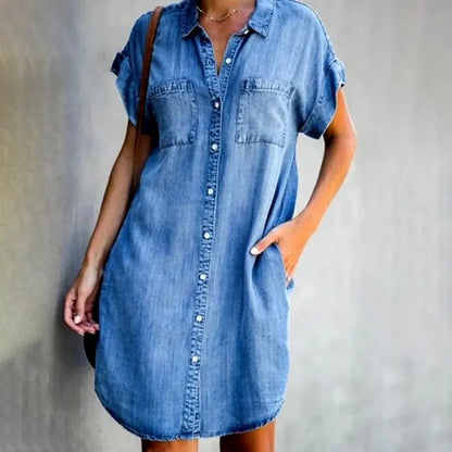 ✨【40-120kg】Rochie de damă din denim lejer, cu croială A