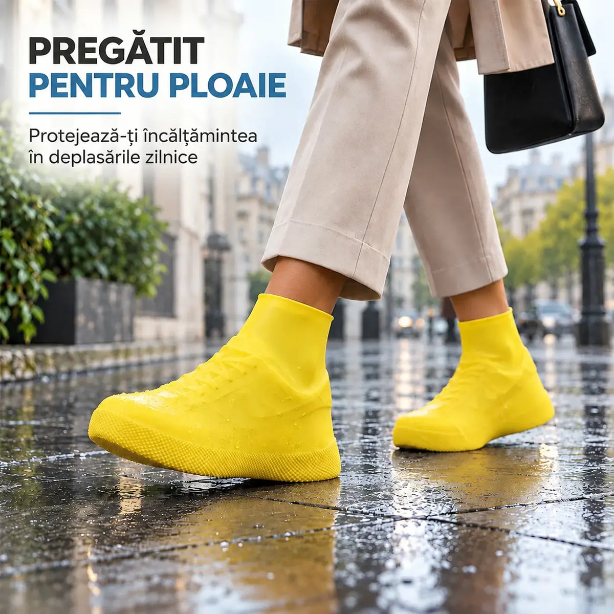 【2 perechi doar 129 lei】Protejează-ți pantofii sport de ploaie! Huse impermeabile rezistente pentru încălțăminte: antiderapante, pliabile și ușor de transportat în geantă 🌧️ Culoare
