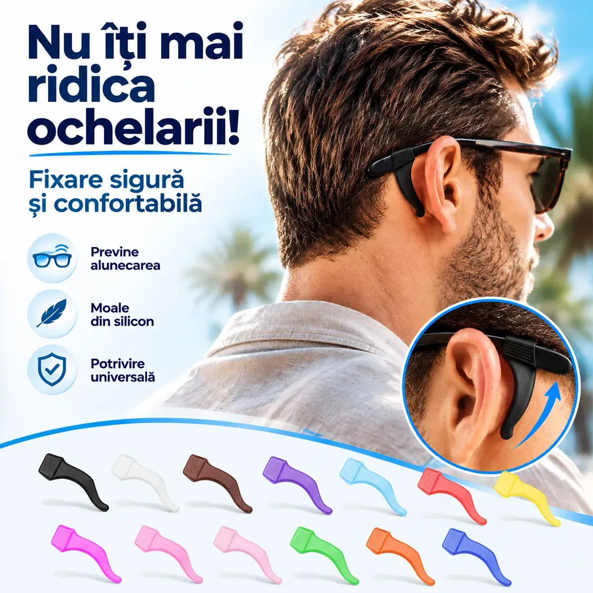 Set Oprit-Alunecare Ochelari din Silicon – Cârlige Anti-Alunecare Mișcare & Confort Maxim (Set 14 Perechi) 👓🥽