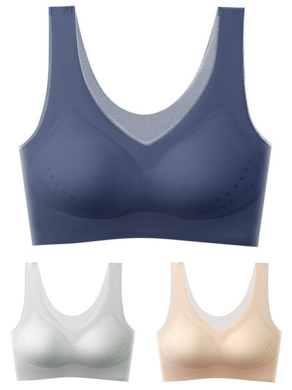 🏆【Kup 3, vezmi 3】【40-120 kg】2025, bezešvá podprsenka z ledového hedvábí s liftingovým efektem 
