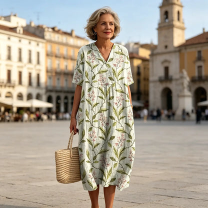 🌹🔥【S-5XL】Rochie nouă de damă cu mâneci scurte și decolteu rotund, mărime mare