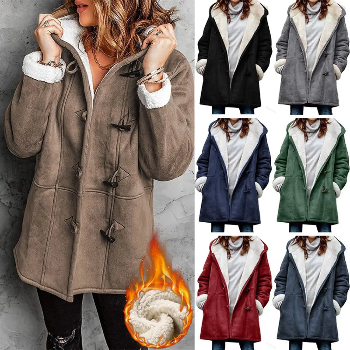 🐏🥼Reducere de 50%💖 Haină elegantă și călduroasă pentru femei, din imitație de piele întoarsă și cu căptușeală din fleece; mărimi S-5XL; geacă casual de iarnă.
