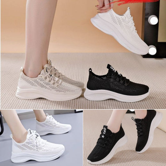 👟【35-41】2024 Vara Pantofi de damă cu plasă Pantofi sport ocazionali respirabili Pantofi albi versatili-3690537