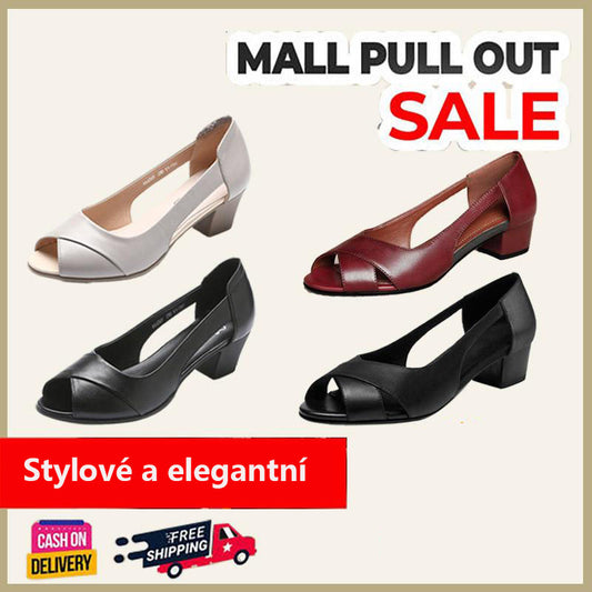 【Ofertă limitată】Sandale noi din piele naturală 2025, cu toc gros antiderapant, talpă moale, moderne și elegante