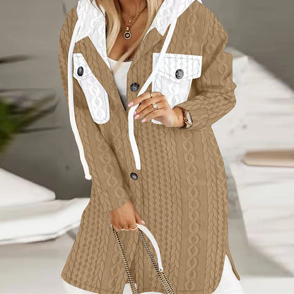 🐏【Połowa ceny na koniec miesiąca】Damska kurtka z kapturem, z polarisem, w większych rozmiarach dostępna