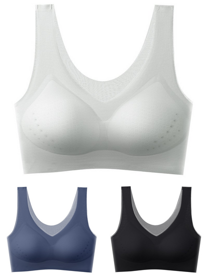 🏆【Kup 3, vezmi 3】【40-120 kg】2025, bezešvá podprsenka z ledového hedvábí s liftingovým efektem 