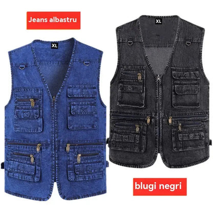 🔥 【Colecție nouă -50%】Vestă din denim pentru bărbați cu multe buzunare 【XL–7XL】 – Durabilă, respirabilă și confortabilă