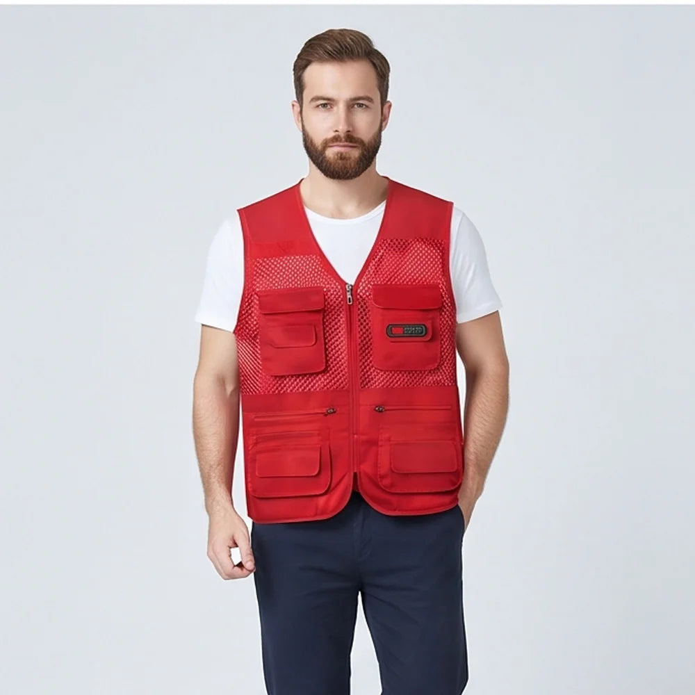 Vesta de Vară Bărbați cu Plasă Respirabilă – Veste Multifuncțională cu Multi-Buzunare pentru Pescuit, Fotografie, Drumeții și Călătorii