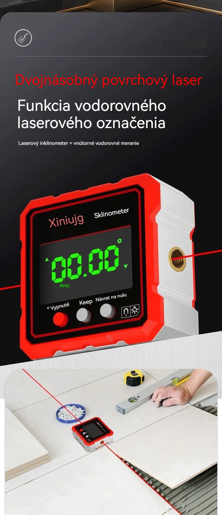 ⚡🔋 Nabíjateľný magnetický elektronický vodováha — meria sklon za sekundy