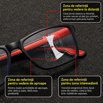 Ochelari multifocali de citit, model nou, în stil sport – lentile fotocromatice, design antialunecare, concepuți pentru persoanele în vârstă, potriviți pentru vederea de aproape și de la distanță