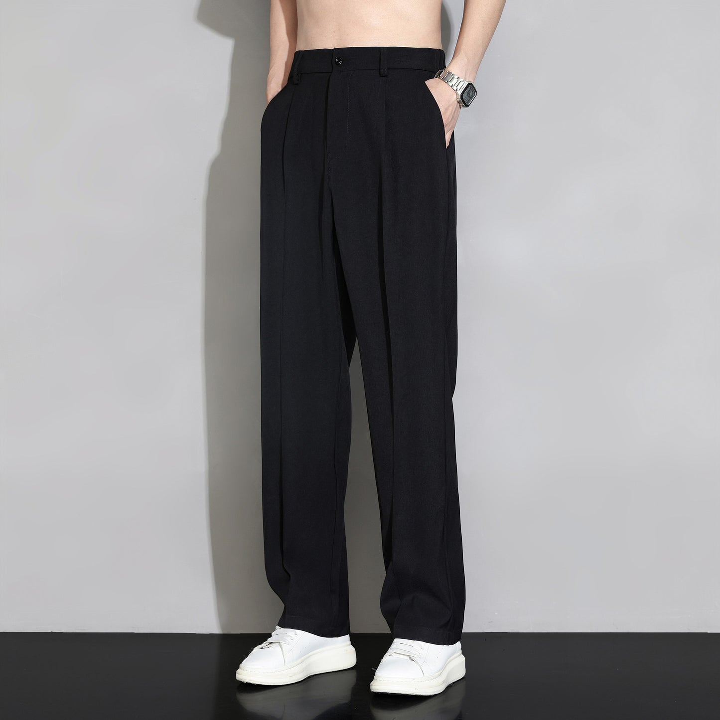 🆒👖 50% reducere🔥【4-120kg】Pantaloni largi de vară pentru bărbați, din mătase glacială, cu uscare rapidă, pantaloni lejeri, drepți și casual