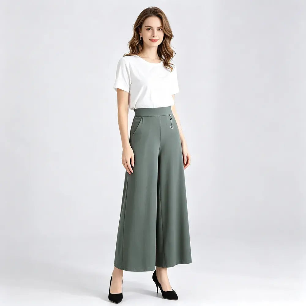 ✨【M-5XL】Pantaloni largi, la modă de vară, confecționați din mătase glacială, respirabili și confortabili.