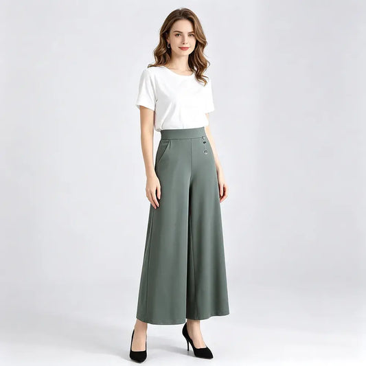 ✨【M-5XL】Pantaloni largi, la modă de vară, confecționați din mătase glacială, respirabili și confortabili.