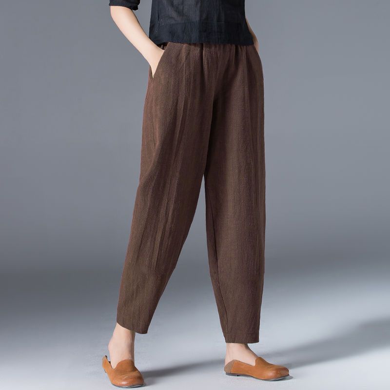 🌿50% reducere🔥【40-120 kg】Pantaloni largi pentru femei din bumbac și in, disponibile în mărimi mari