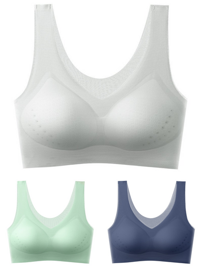 🏆【Kup 3, vezmi 3】【40-120 kg】2025, bezešvá podprsenka z ledového hedvábí s liftingovým efektem 
