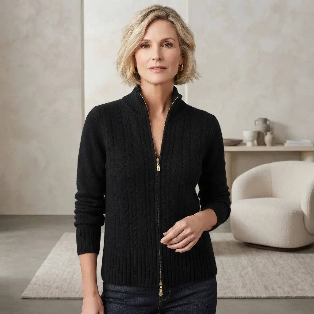 💕✨Noutate pentru sezonul toamnă-iarnă: Pulover elegant și casual pentru femei, cu guler înalt și fermoar.