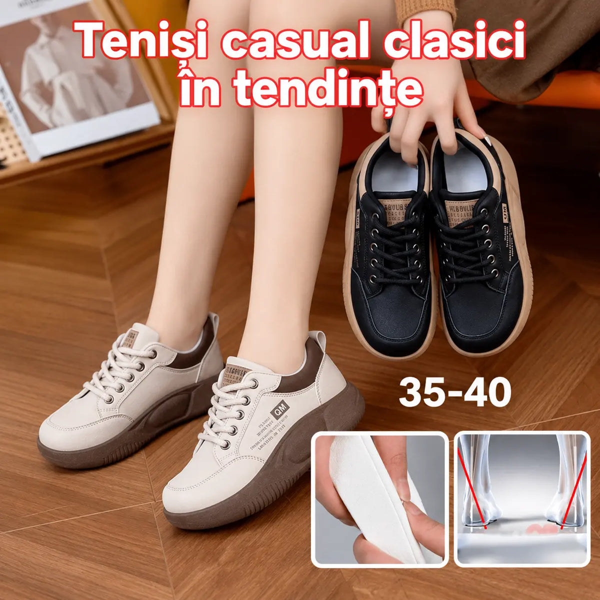 【35–40】Pantofi casual moderni, cu talpă groasă – model nou 2026