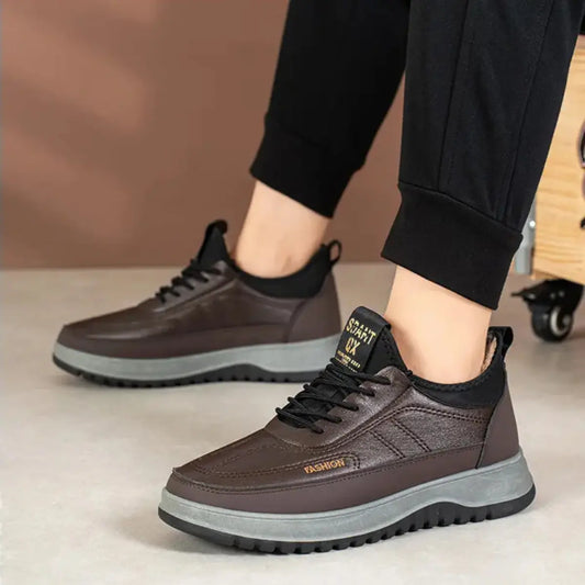 【39-45】2026 Pantofi sport casual de iarnă pentru bărbați, din piele naturală, impermeabili, cu talpă moale și catifea, noi