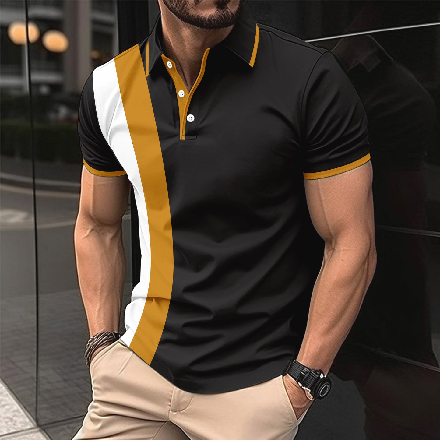 【S-6XL】Tricou/polo din bumbac pentru bărbați, mărimi mari