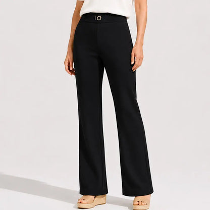 👖 Pantaloni de damă cu talie înaltă – pantaloni evazați eleganți, confecționați din material elastic pentru o purtare confortabilă. Croiala modernă alungește vizual picioarele și se potrivește cu orice ținută. ✨