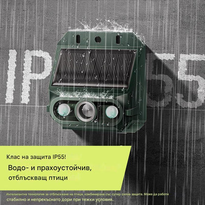 【Купете едно, вземете едно безплатно】🔥Слънчев ултразвуков репелент за птици за външна употреба, с мигащи инфрачервени светлини, червени и сини светодиоди
