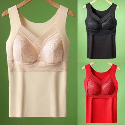 🔥【2 por 3】❤️Lencería otoño-invierno, hecha de felpa gruesa con encaje, espalda bonita, incluye accesorios para reafirmar el busto y previene su caída