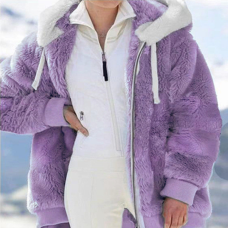☃️ Reducere limitată de 39% ❄️【S-5XL】Jachetă de damă 2026 din pluș gros, cu dungi contrastante