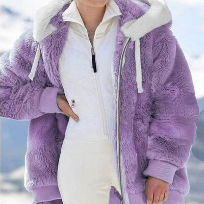 ☃️ Reducere limitată de 39% ❄️【S-5XL】Jachetă de damă 2026 din pluș gros, cu dungi contrastante