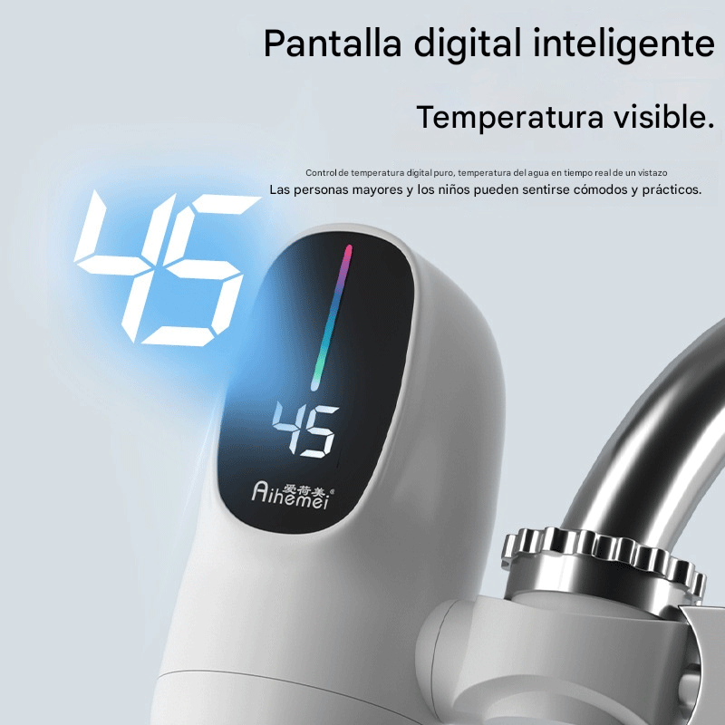 🏠🚰Grifo eléctrico instantáneo con indicador de temperatura, sin necesidad de instalación, adecuado para cocinas domésticas, calentamiento rápido en tres segundos