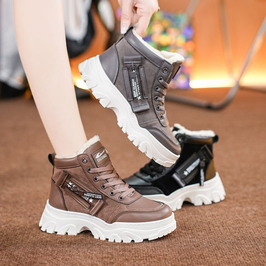 ⛄️👢【35-40】Nowe zimowe buty z grubą podeszwą i aksamitnymi ciepłymi śniegowcami z miękką podeszwą, wodoodporne i antypoślizgowe-3852716 