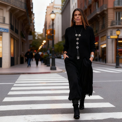 【XS-3XL】👗Nuevo conjunto de encaje, diseño con abertura, estilo suéter, vestido con tirantes + suéter con abertura, 2 piezas