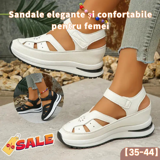 🔥【Reducere directă de 50%】🌸【35-44】Sandale confortabile pentru femei, la modă 2025, cu tocuri goale, confecționate din piele naturală.